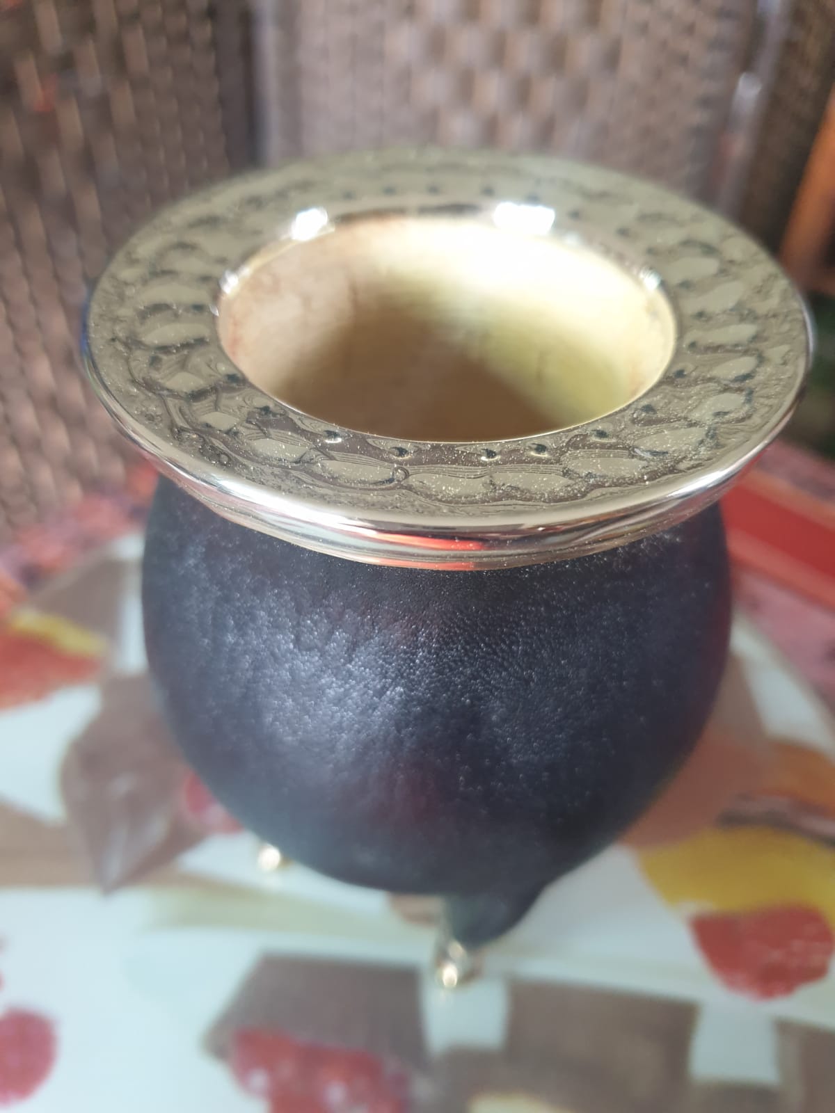 Pumpkin Gourd Artesanal Mate bronze – Handcrafted with Alpaca Virola-