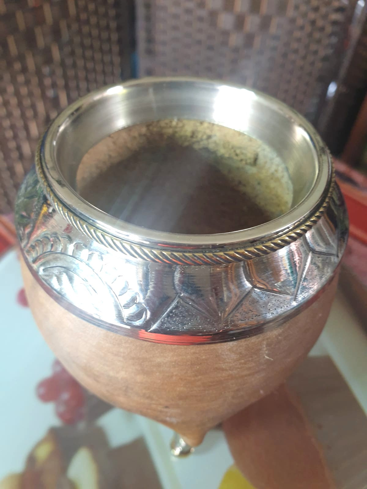 Pumpkin Gourd Artesanal Mate bronze – Handcrafted with Alpaca Virola-