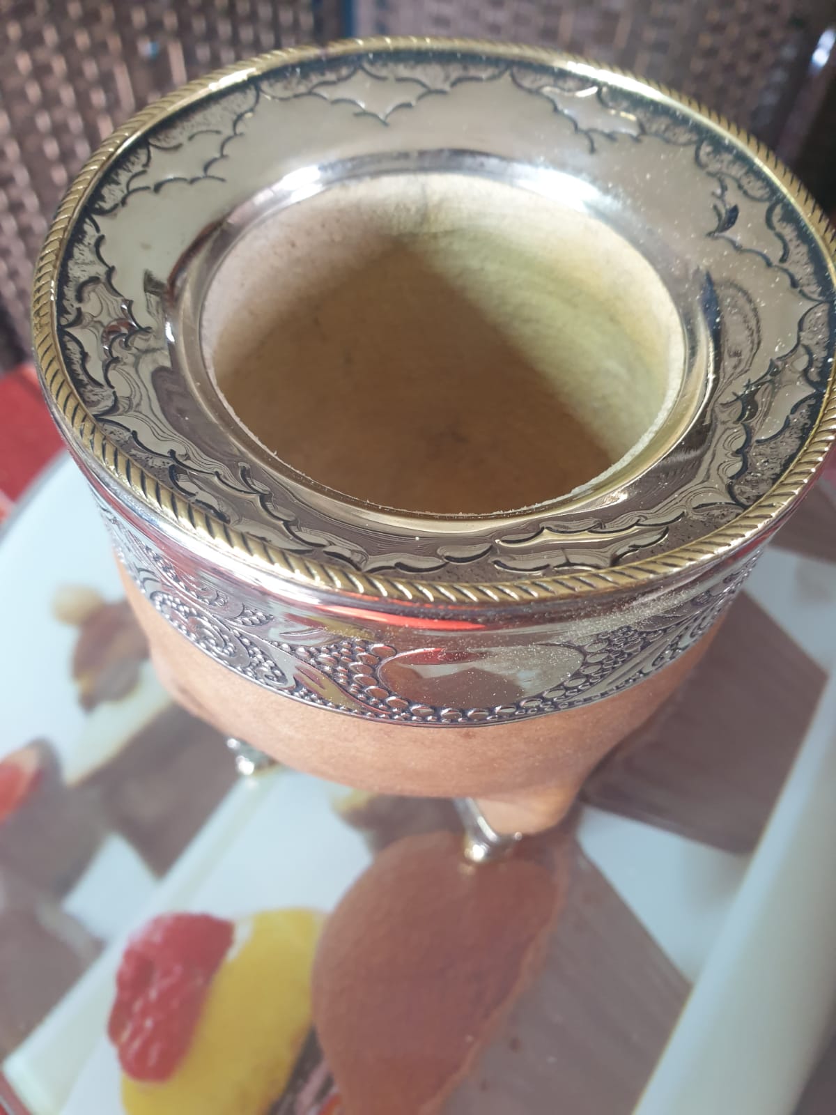 Pumpkin Gourd Artesanal Mate imperial bronze – Handcrafted with Alpaca Virola-