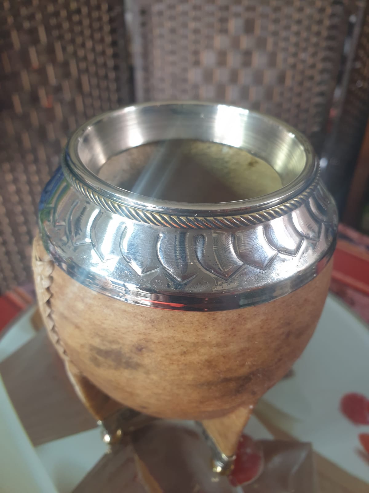 Pumpkin Gourd Artesanal Mate bronze  – Handcrafted with Alpaca Virola-