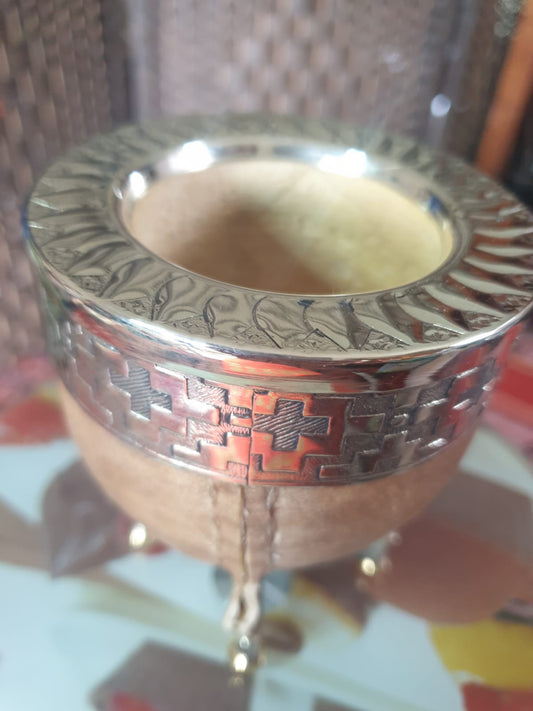 Pumpkin Gourd Artesanal Mate imperial bronze  – Handcrafted with Alpaca Virola-