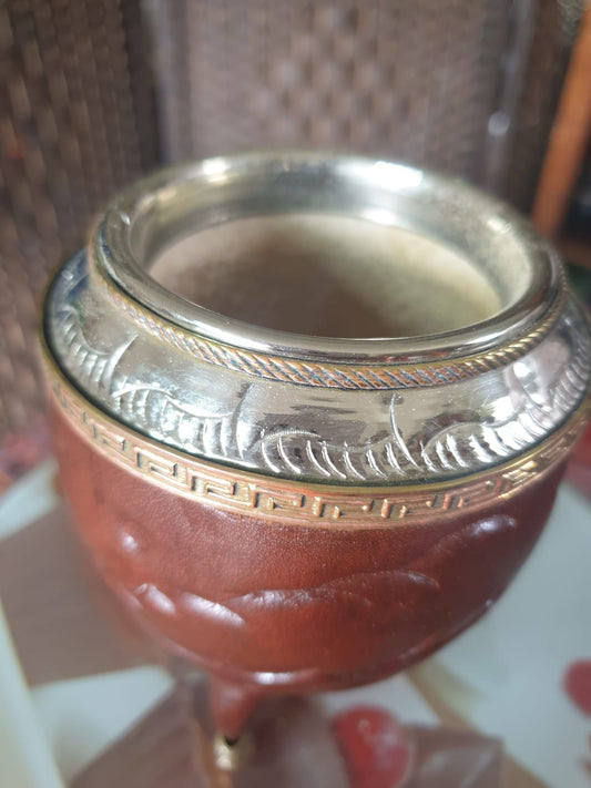 Pumpkin Gourd Artesanal Mate imperial bronze  – Handcrafted with Alpaca Virola-