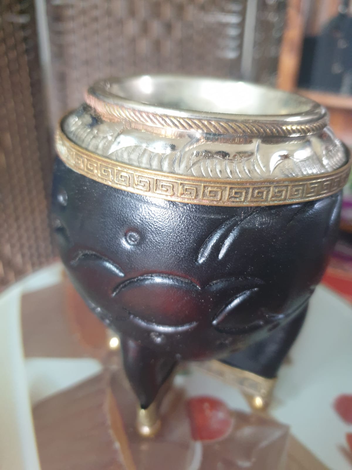 Pumpkin Gourd Artesanal Mate bronze  – Handcrafted with Alpaca Virola-