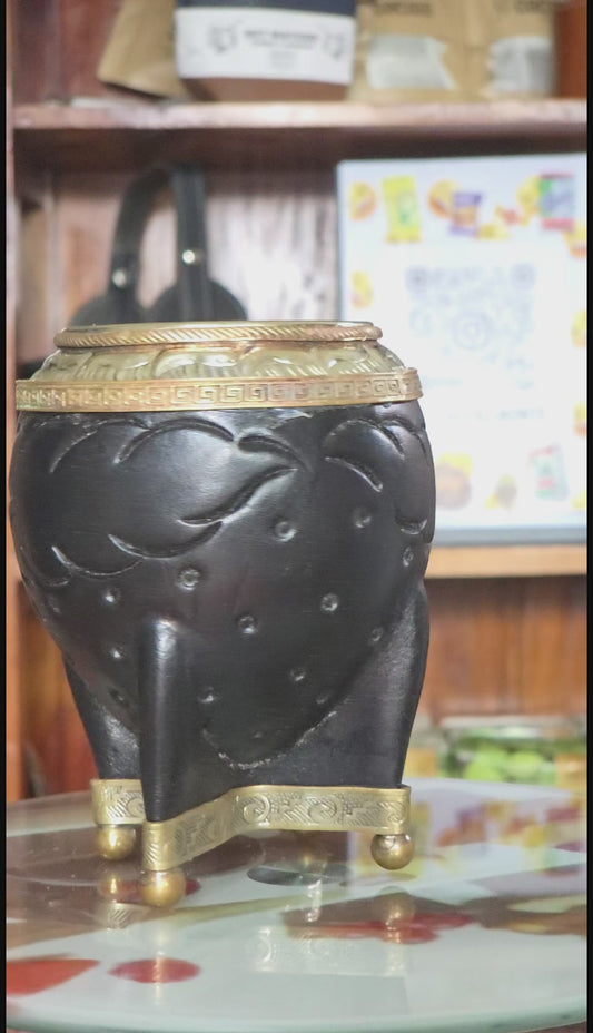 Pumpkin Gourd Artesanal Mate bronze  – Handcrafted with Alpaca Virola-