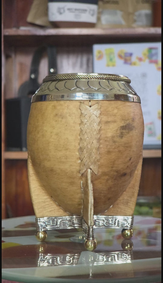 Pumpkin Gourd Artesanal Mate bronze  – Handcrafted with Alpaca Virola-